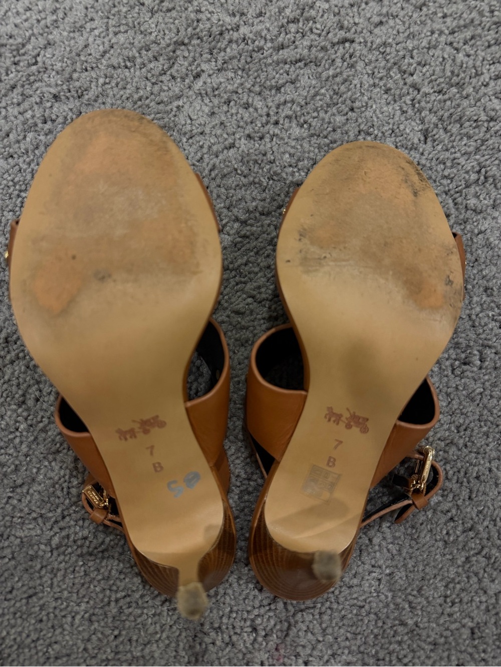 Coach Brown Sandals with Gold Chain Accent - Picture 10 of 11